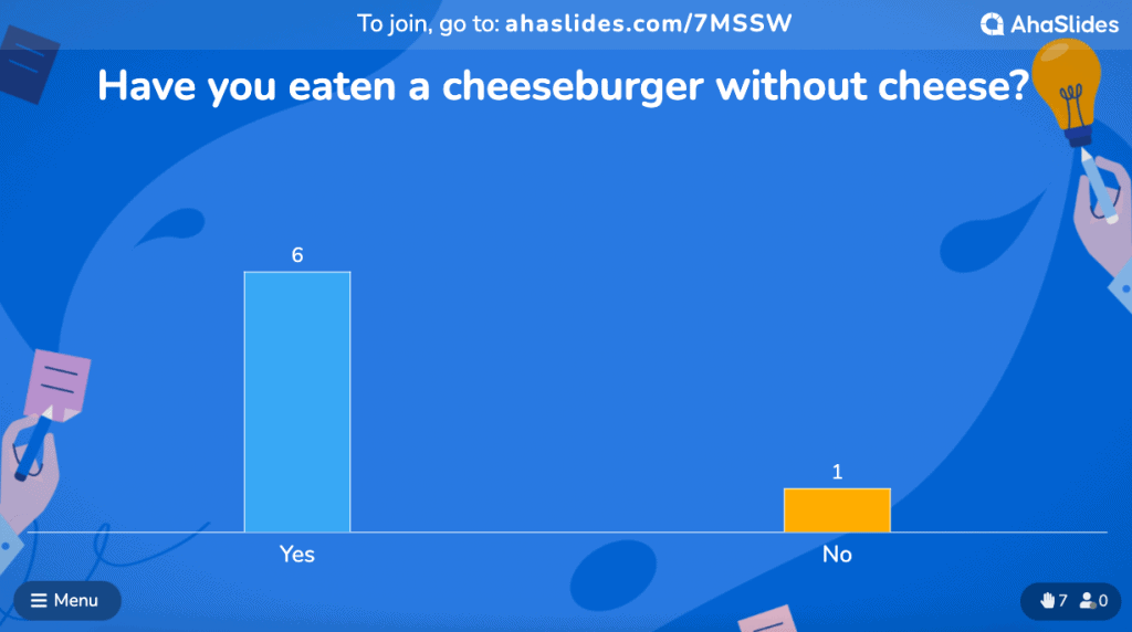 yes or no questions example created by AhaSlides' interactive presentation | survey response rate