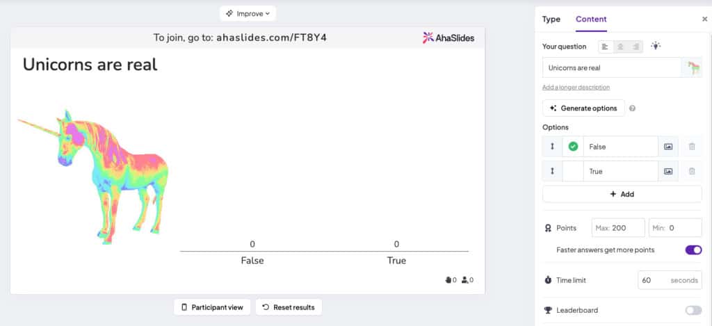 true or false quiz ahaslides
