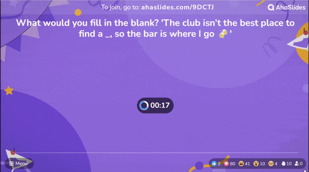 Gif of end question button on AhaSlides.