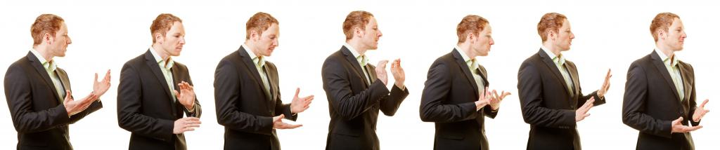 An image of a presenter with different positive body language postures