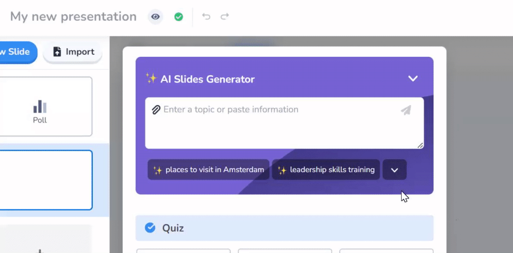 AI generated quiz ahaslides