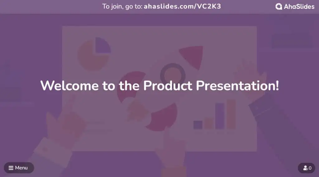 AhaSlides боюнча продуктунун презентация слайды.