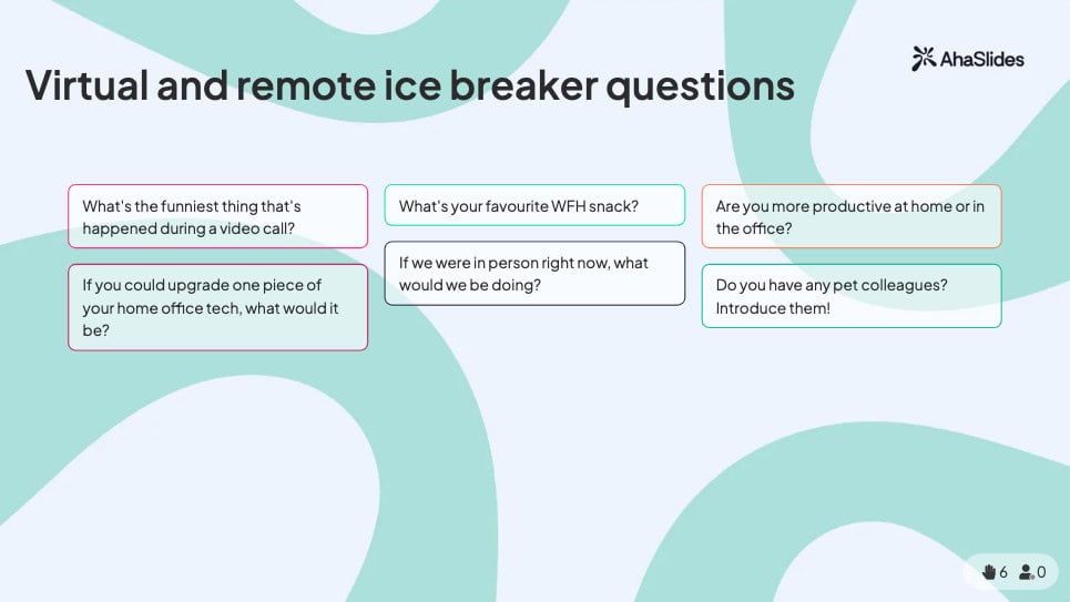 virtual ice breaker cov lus nug rau kev ua haujlwm