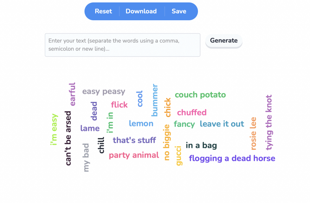 AhaSlides Word Cloud - English Slang words