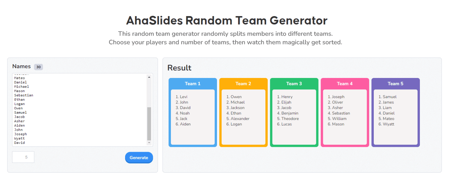 Random Team Generator - AhaSlides