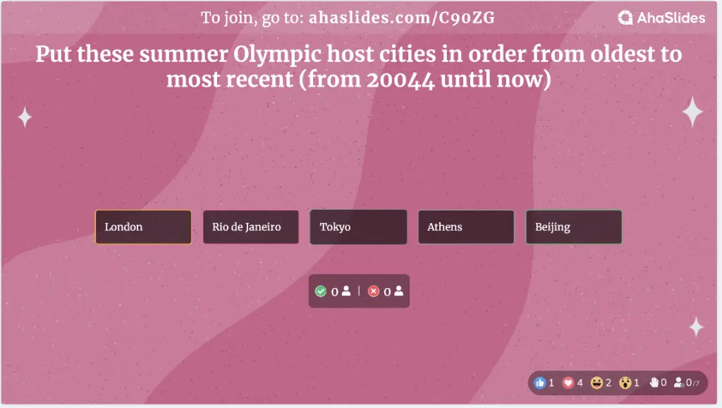Olimpinių žaidynių viktorinos klausimai ir atsakymai | AhaSlides viktorinos platforma
