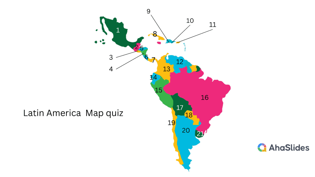 ल्याटिन अमेरिका नक्शा प्रश्नोत्तरी