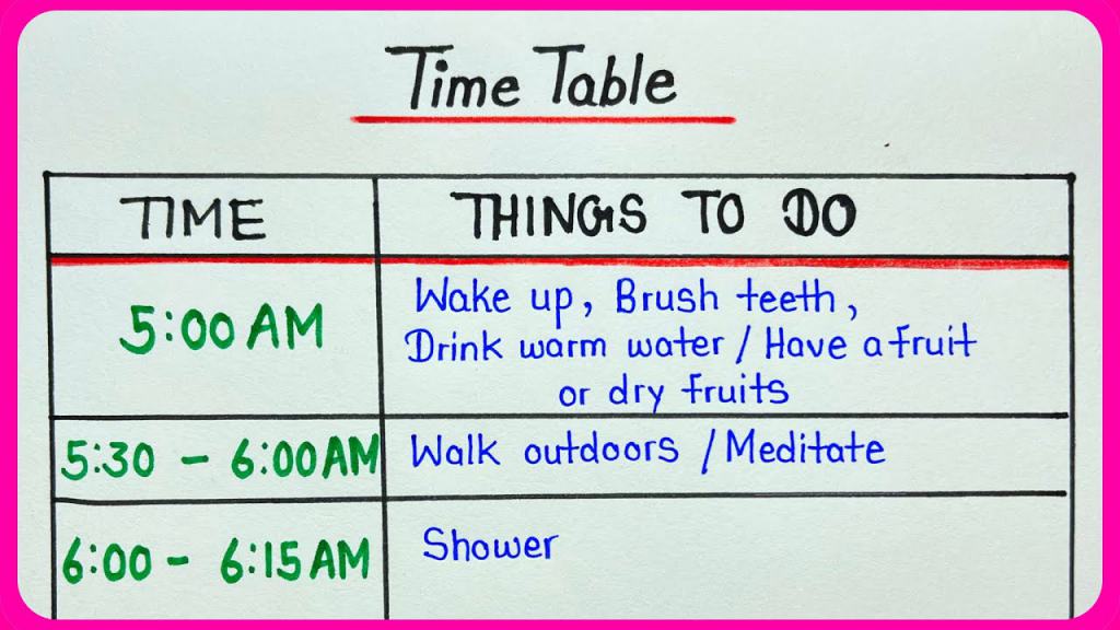 timetable for study daily routine