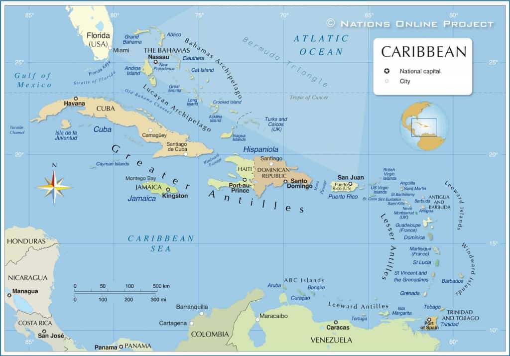 Cuestionario sobre el mapa del Caribe