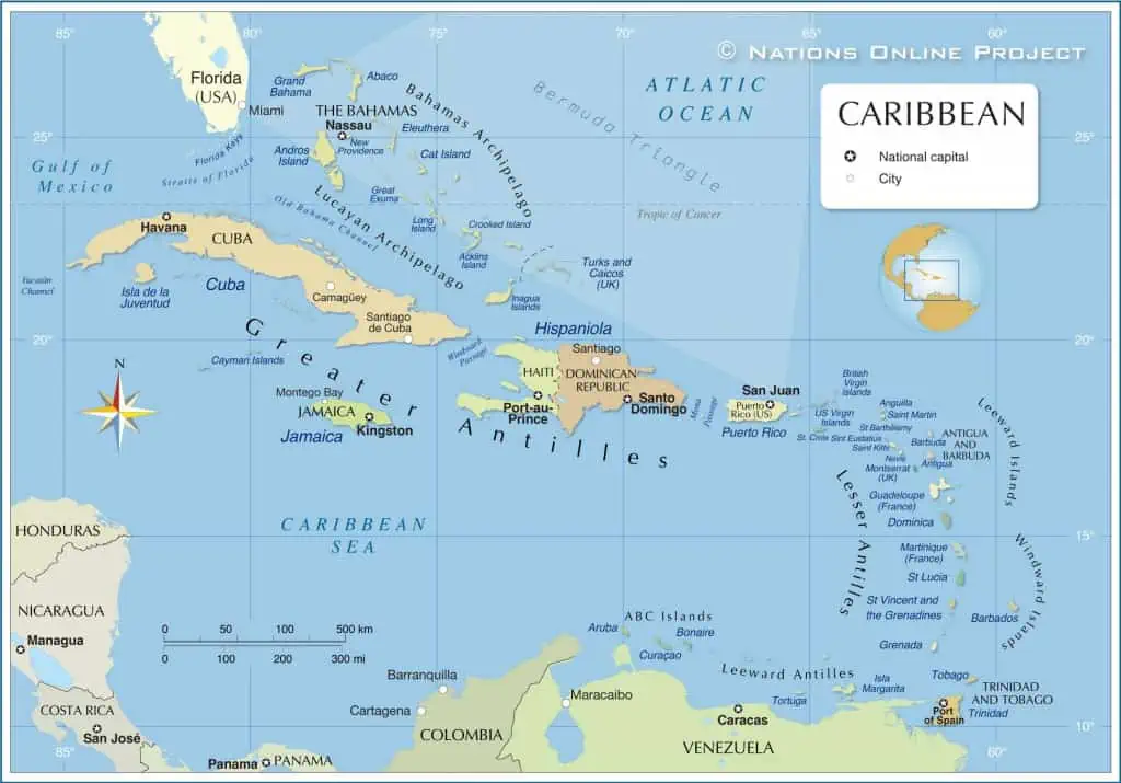कैरेबियन मानचित्र प्रश्नोत्तरी