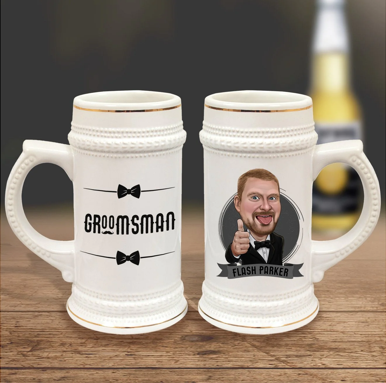 Mug with Printed Caricature - Gifts for Groomsmen