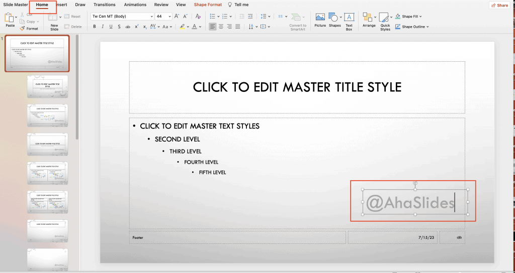 master slide powerpoint