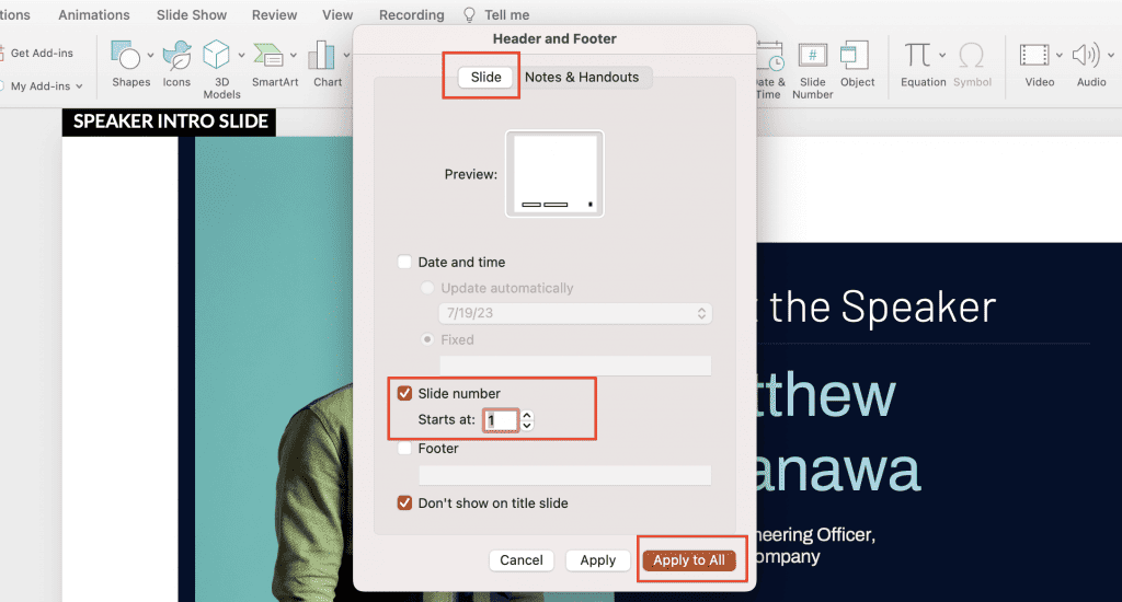 add page numbers to powerpoint presentation