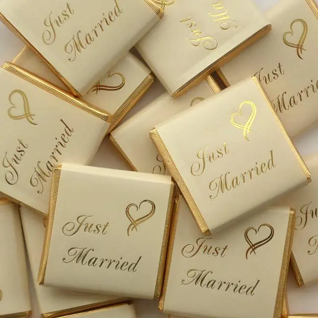 Pomysły na upominki weselne - czekoladki Just Married