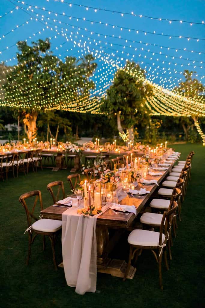 fairy lights wedding reception ideas