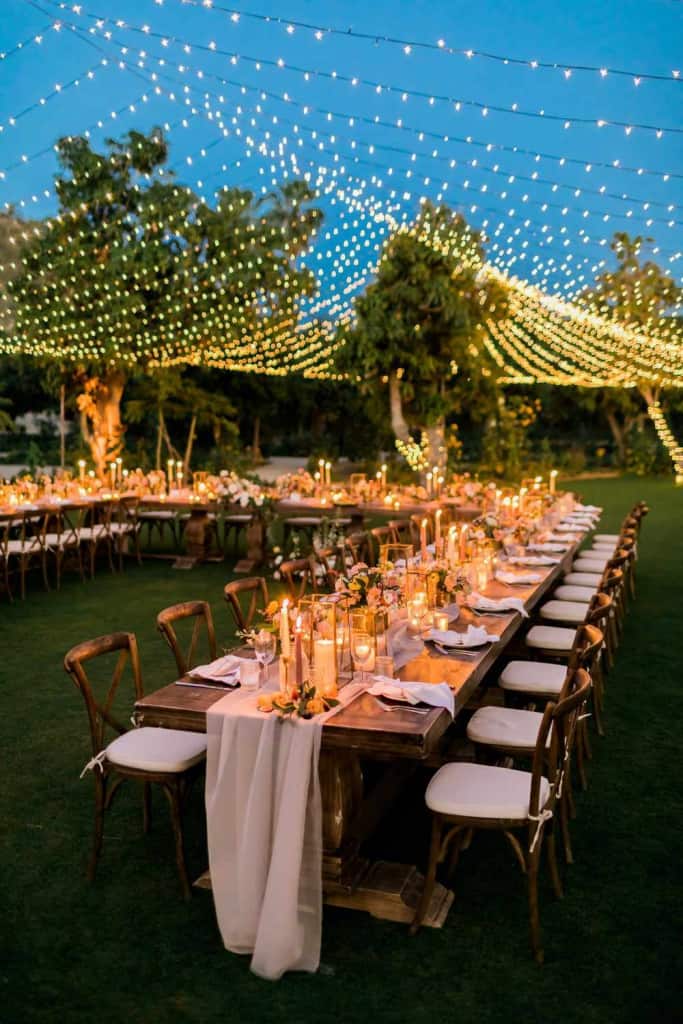 Ideas de recepción de boda con luces de hadas