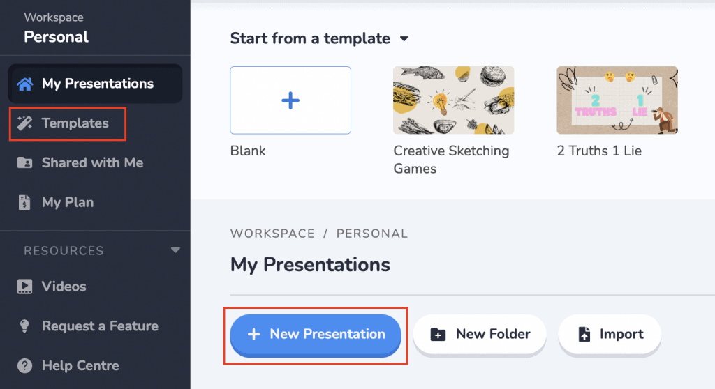 Create a new presentation or head to our 'Template library' and grab one template from the 'Surveys' section in AhaSlides