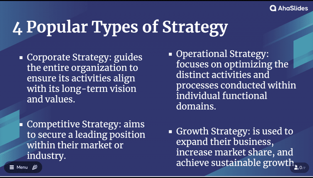 4 types de stratégie populaires