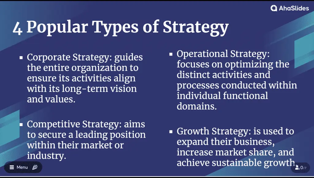 4가지 인기 있는 전략 유형
