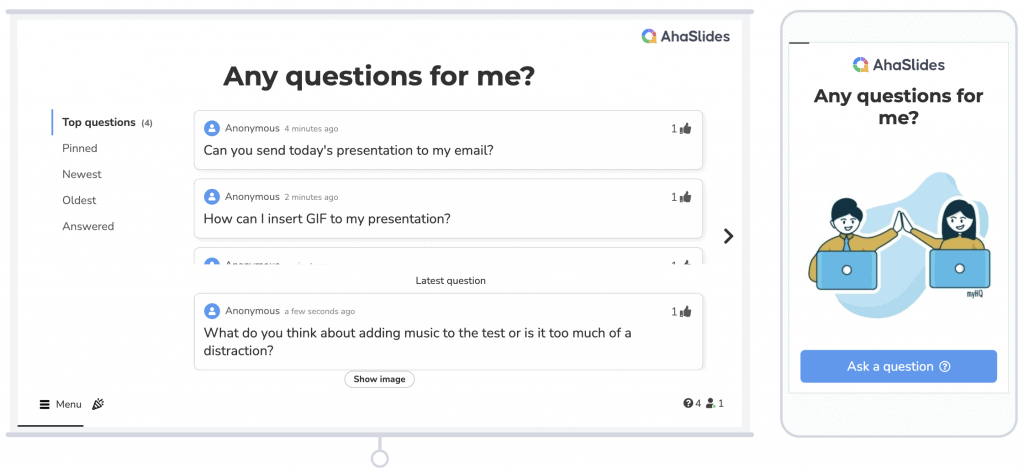 Plataforma de perguntas e respostas AhaSlides