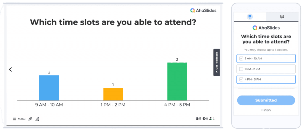 Fonctionnalités AhaSlides | Sondage interactif en direct