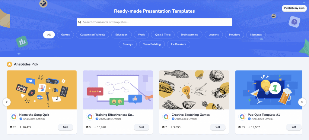 AhaSlides public template library