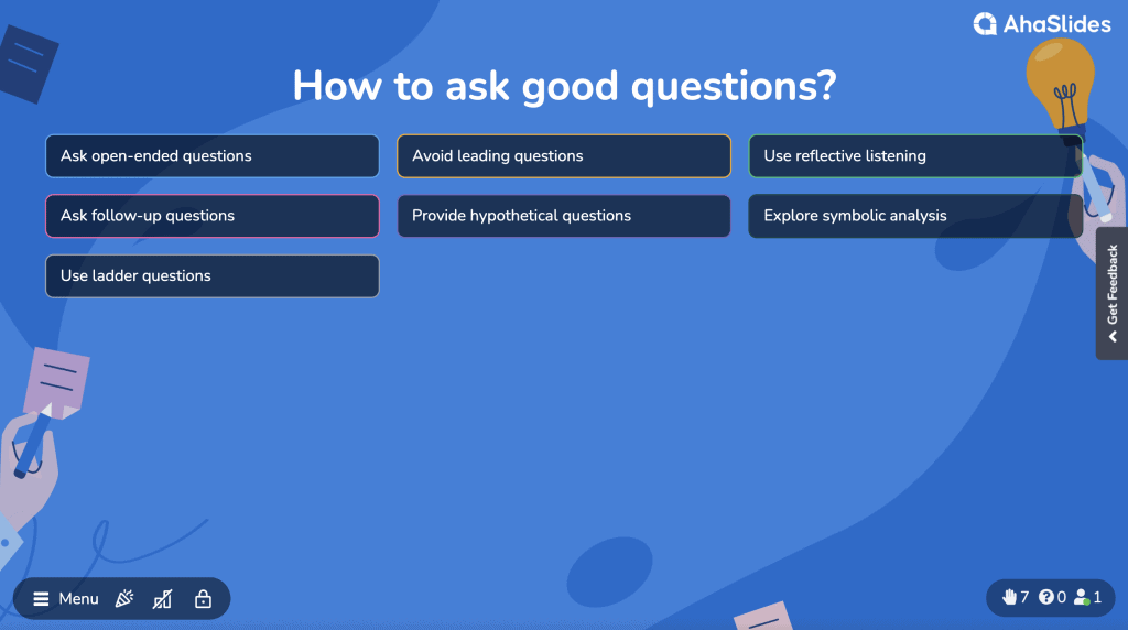 မေးခွန်းများမေးနည်း | AhaSlides အဖွင့်အဆုံးပလပ်ဖောင်း