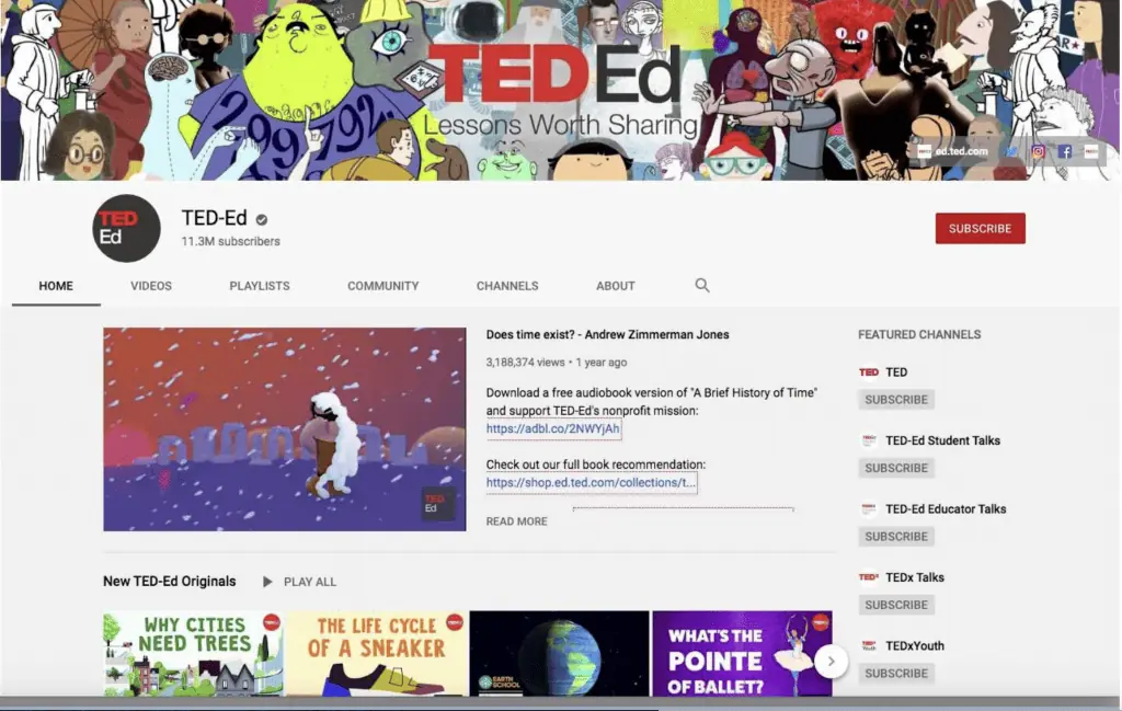 saluran pembelajaran di YouTube