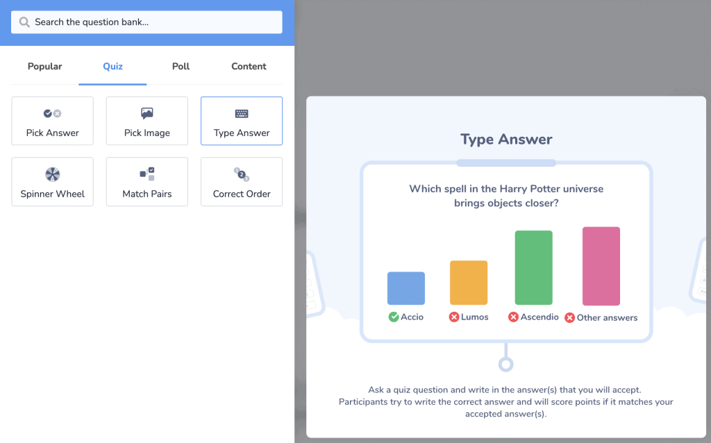 AhaSlides type answer slide type