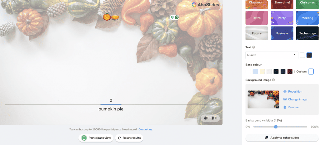 AhaSlides type answer slide type | demonstration for Thanksgiving emoji pictionary