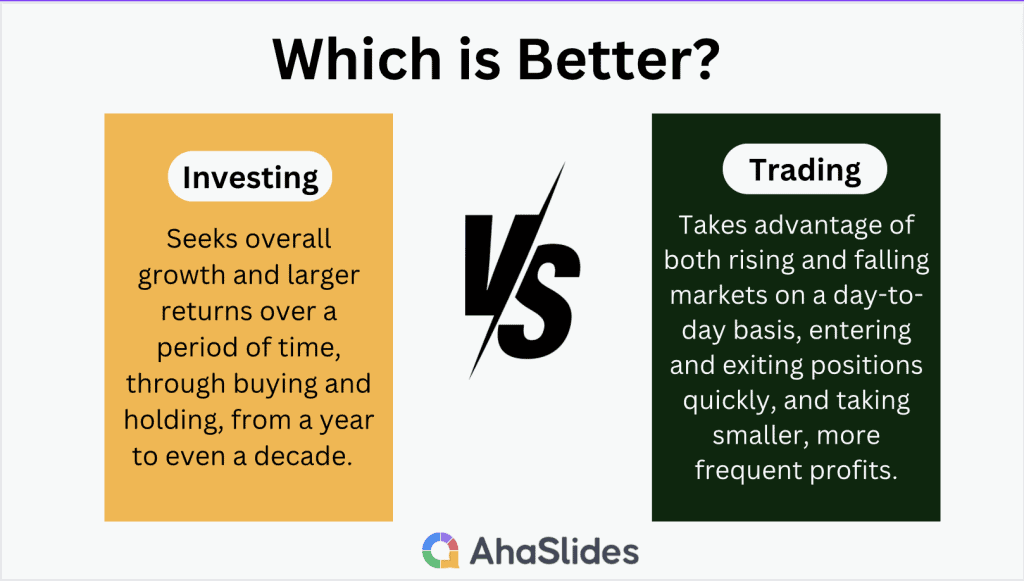what is the difference between trading and investing in stocks
