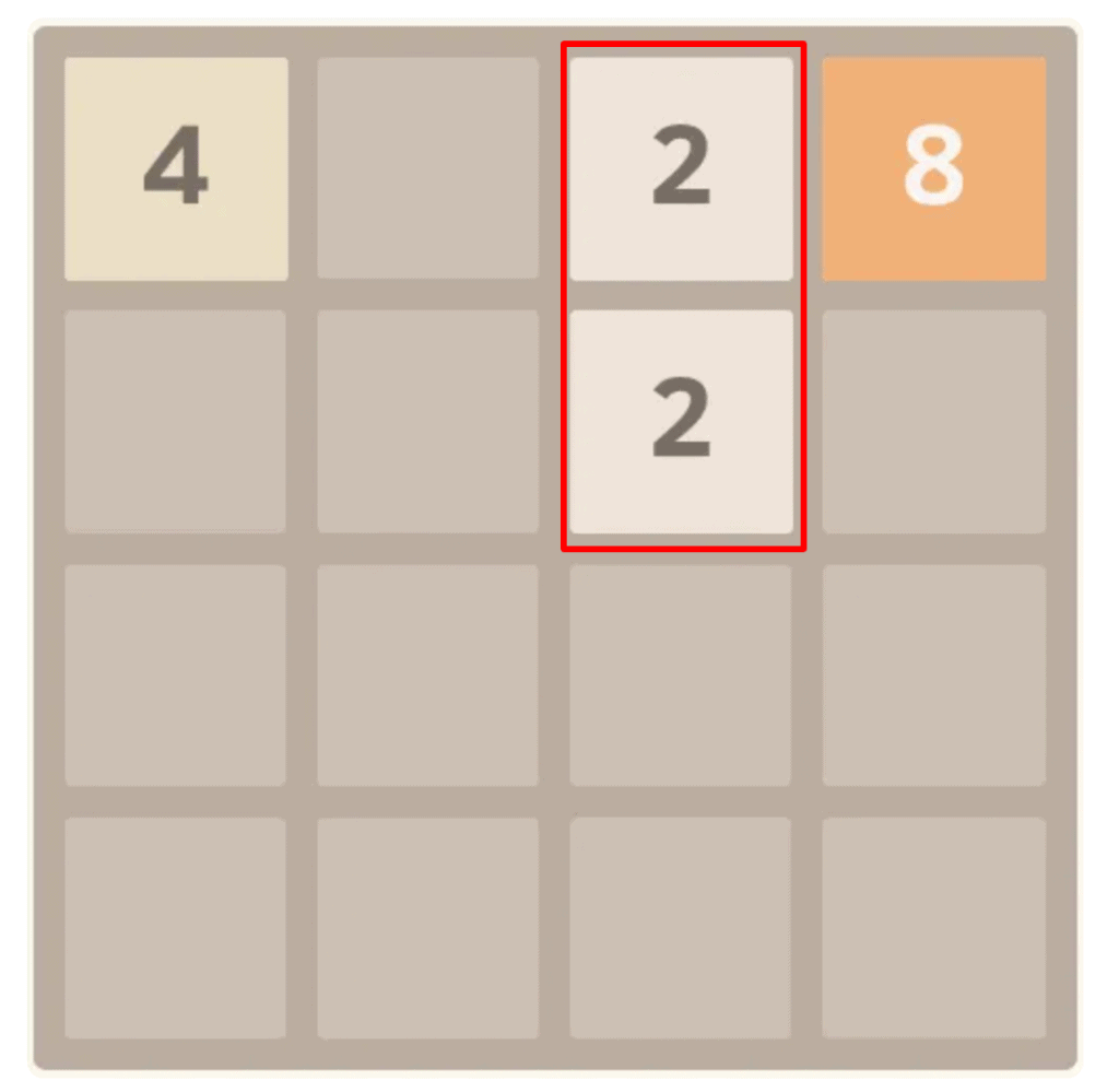 2048. Tegulae cum eodem valore ludere possunt