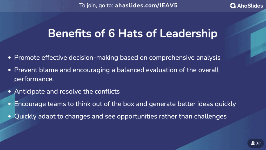benefits of 6 hats of leadership