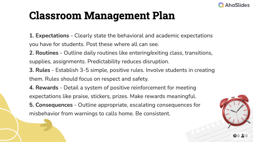 Classroom management plan