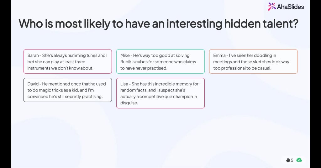ډېر احتمال لري چې د ahaslides پوښتنه وکړي