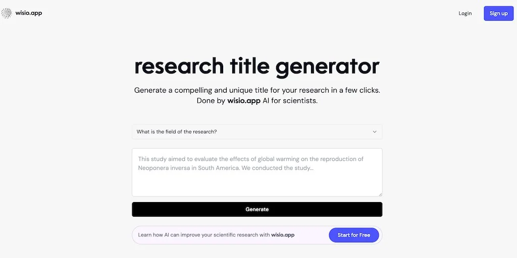 Reseach title generator examples