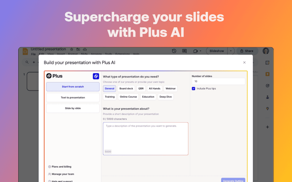 Plus AI - 適合初學者的免費 AI 簡報製作工具