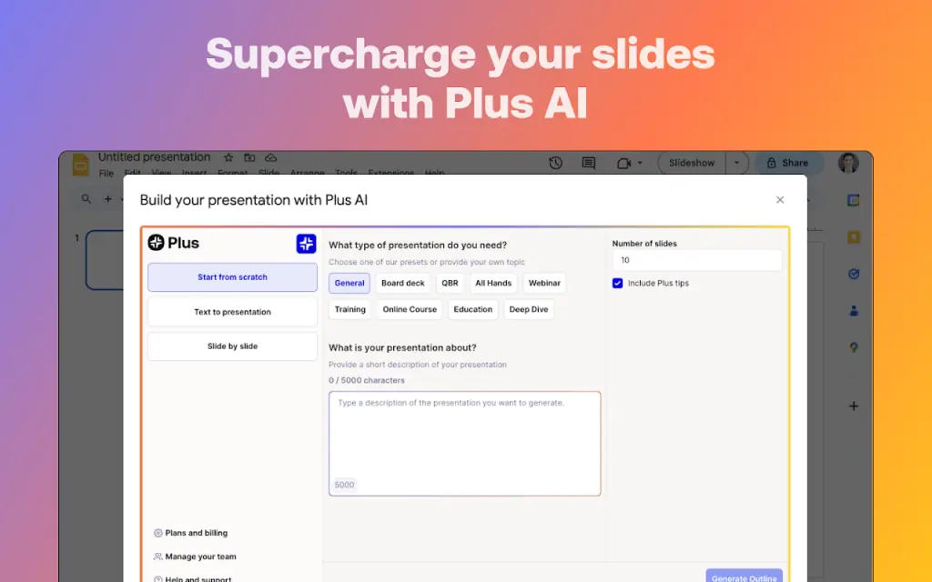 Plus AI - Yeni Başlayanlar İçin Ücretsiz Yapay Zeka Sunum Aracı