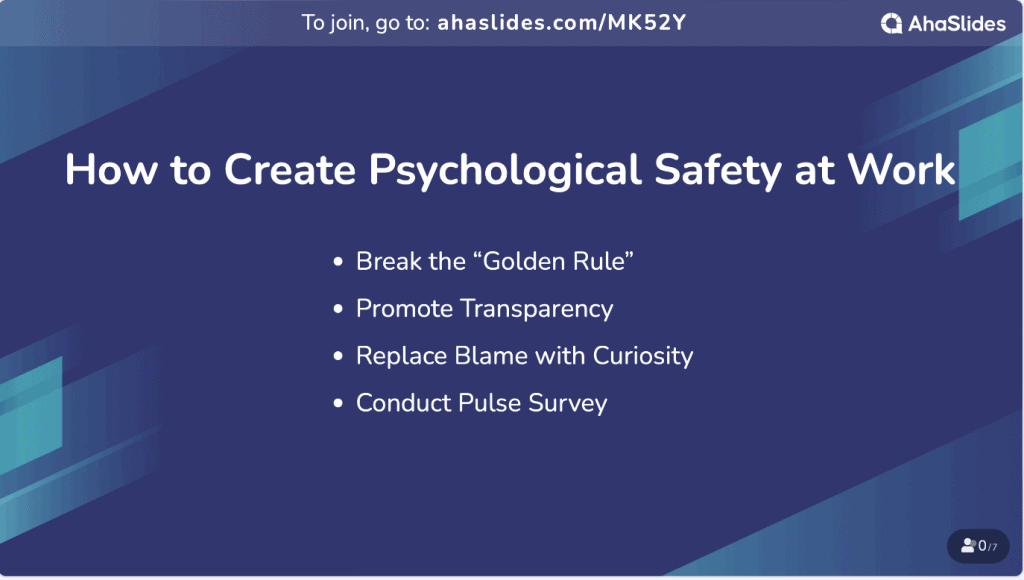 psychological safety at work examples