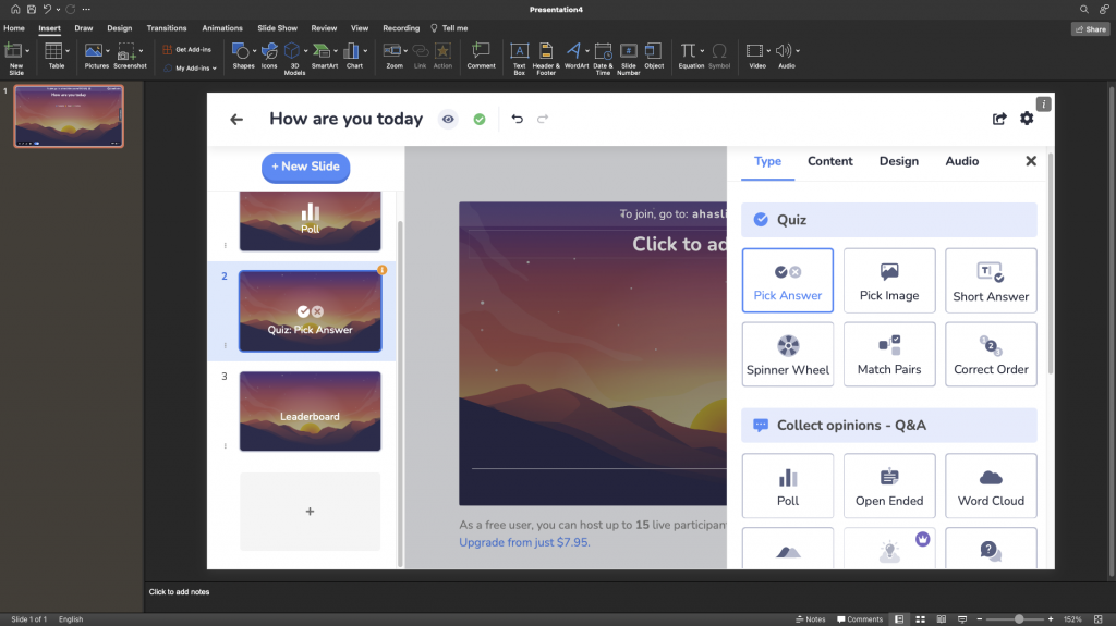 nggunakake AhaSlides"tambahan PowerPoint