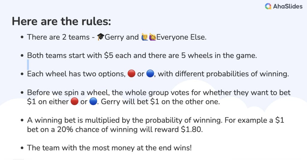 probability game rule on ahaslides