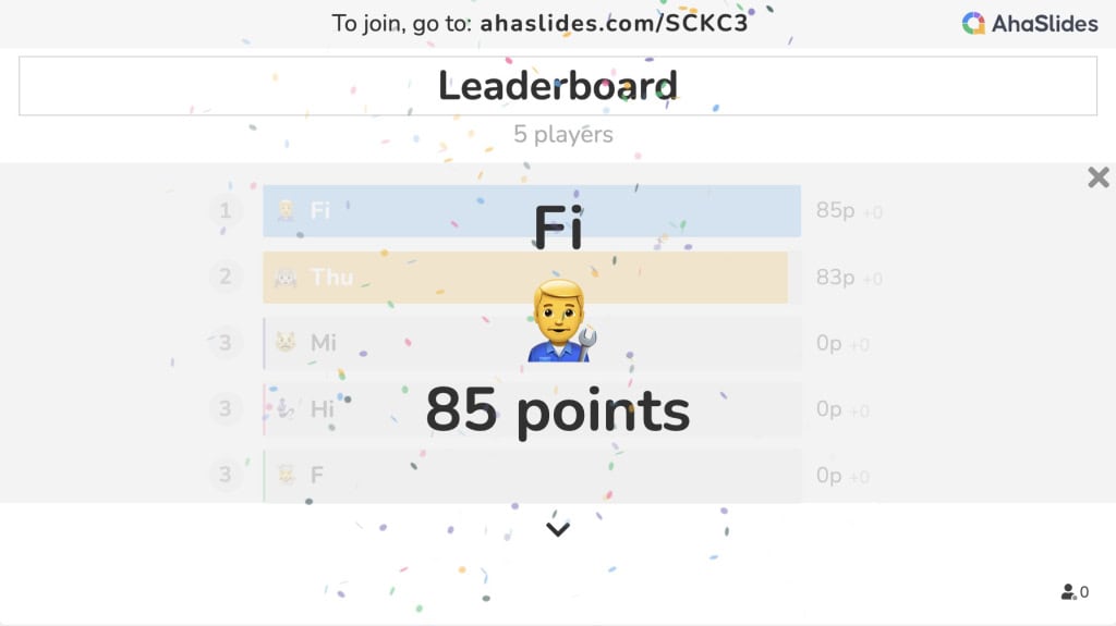 שקופית Leaderboard מ-ahaslides