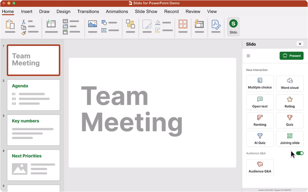 Slido Add-In kwa PowerPoint