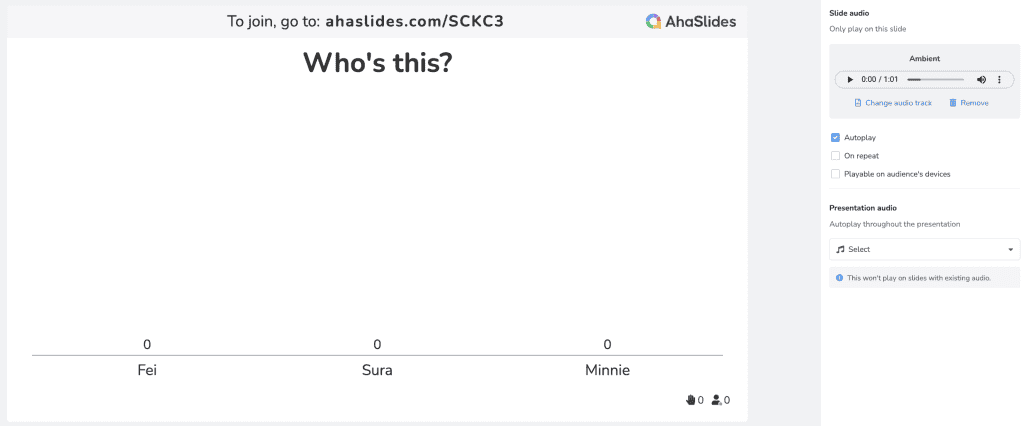 ಸಿಬ್ಬಂದಿ ಸೌಂಡ್‌ಬೈಟ್ ಆಡಿಯೊ ರಸಪ್ರಶ್ನೆ ಅಹಸ್ಲೈಡ್ಸ್