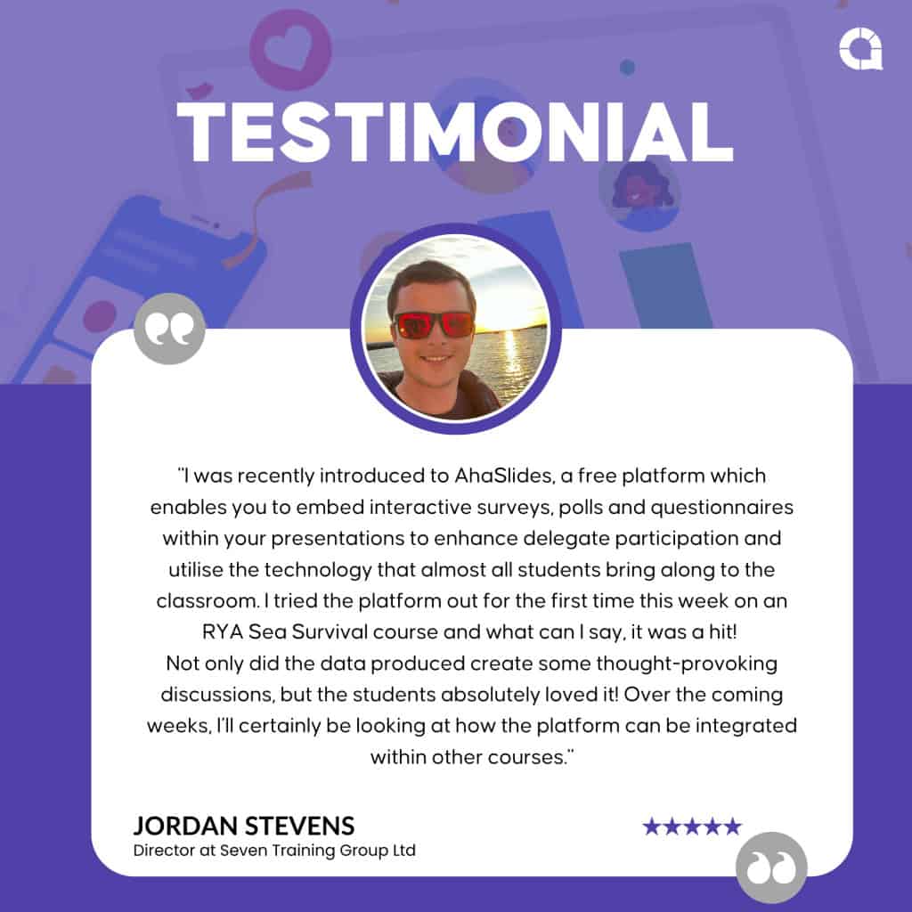 AhaSlides' Customer Testimonials for Interactive Training