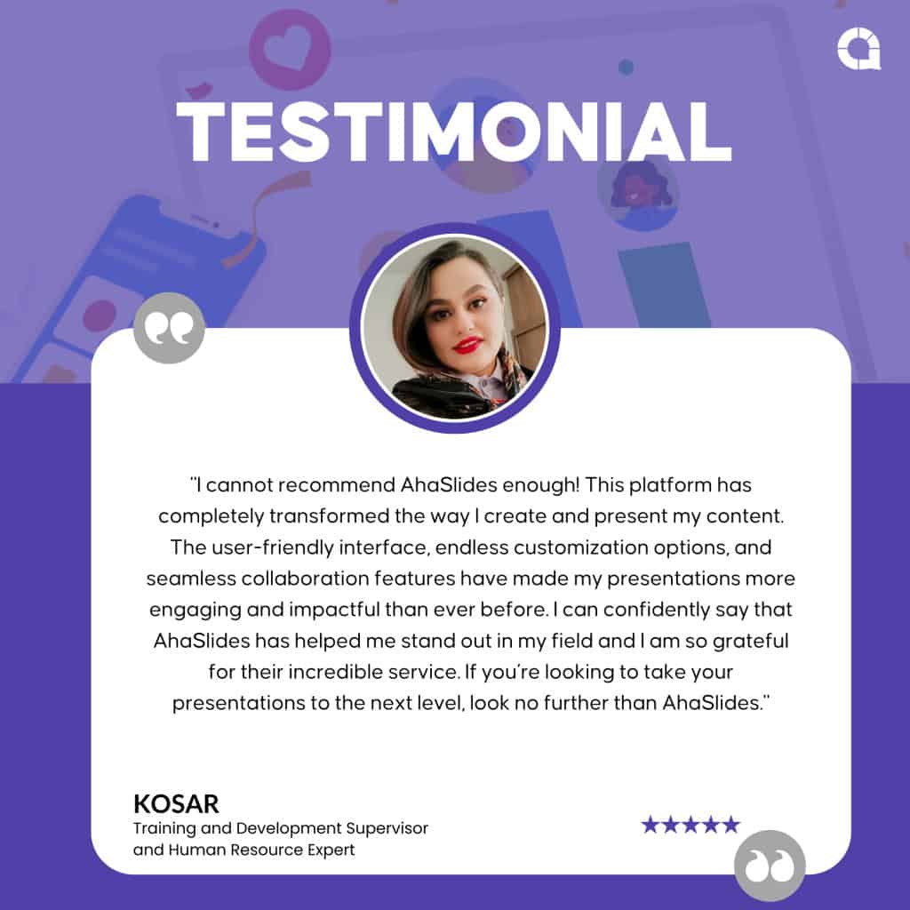 AhaSlides' Customer Testimonials for Interactive Training