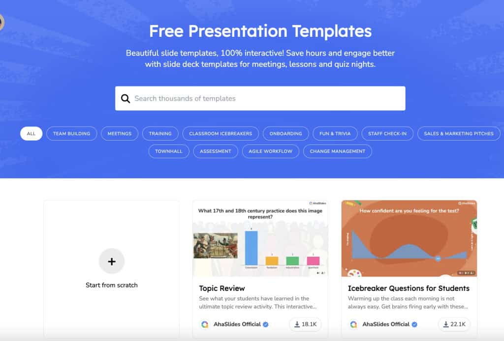 ahaslides template library