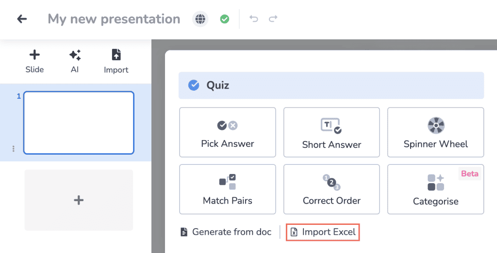 ahaslides インポート Excel クイズ問題