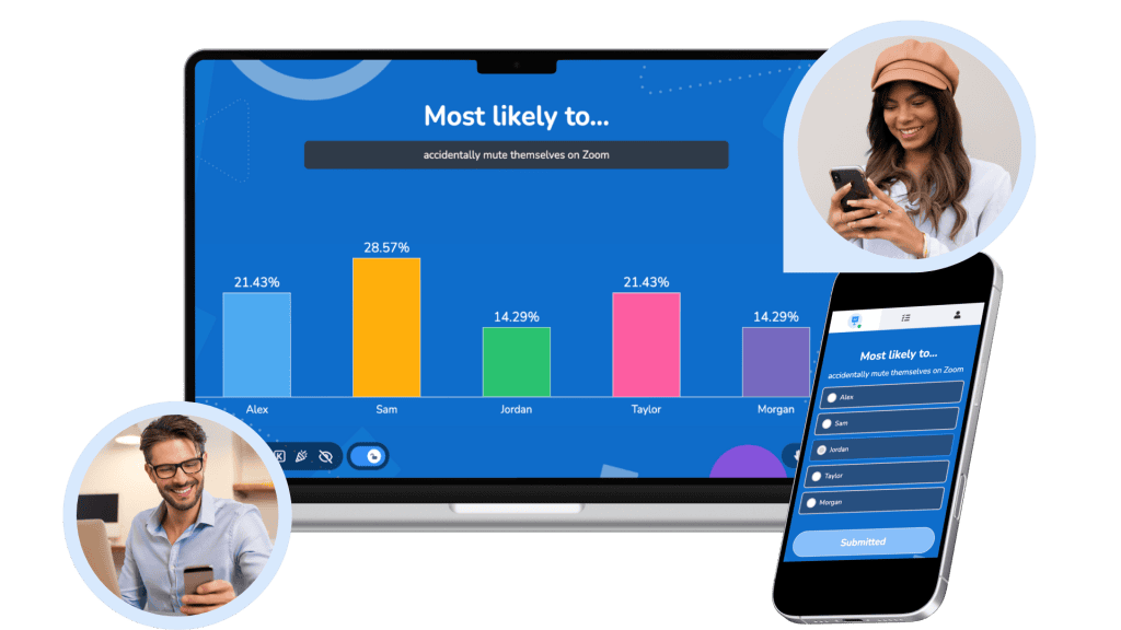 équipes jouant à des quizz réalisés par ahaslides