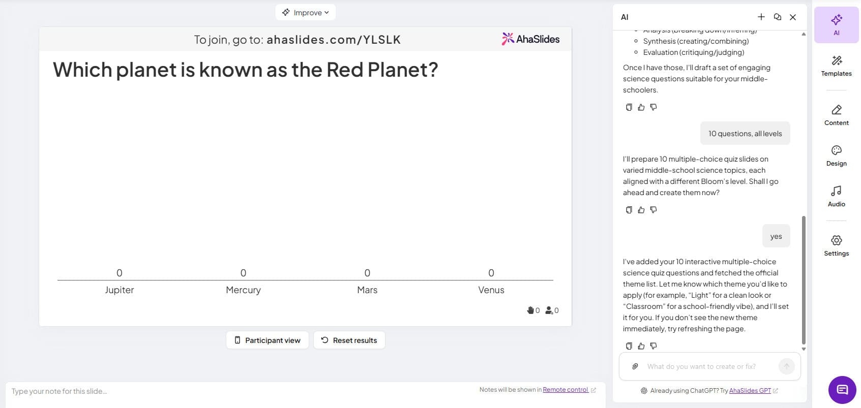 AhaSlides AI-generator